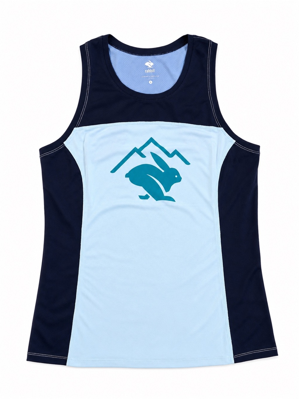 RABBIT mountain logo performance running tank top blue women’s size L
